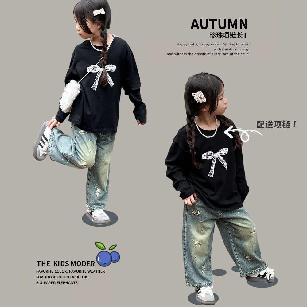 2024秋新作★子供服　トップス 　ネックレス付き★100cm〜160cm