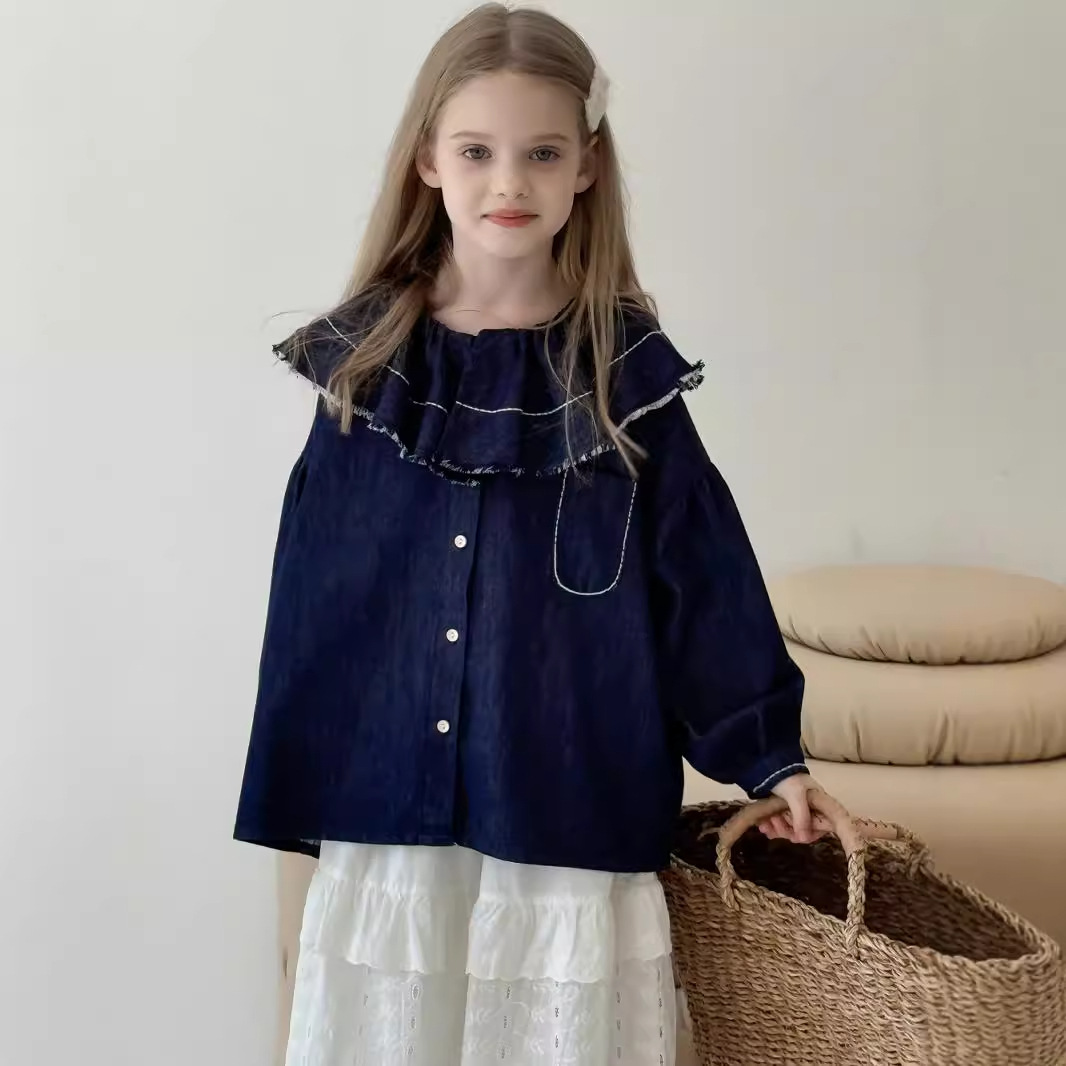 「2024」子供服★トップス★デニムシャツ★長袖★韓国風子供服★100cm〜150cm