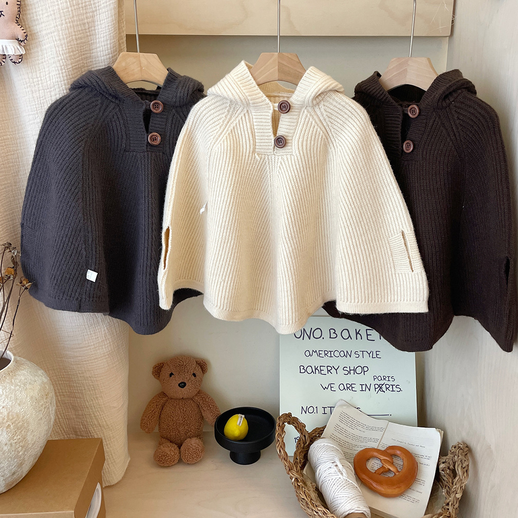 「2024」子供服★トップス★ニット★マント★韓国風子供服★3色90cm〜140cm