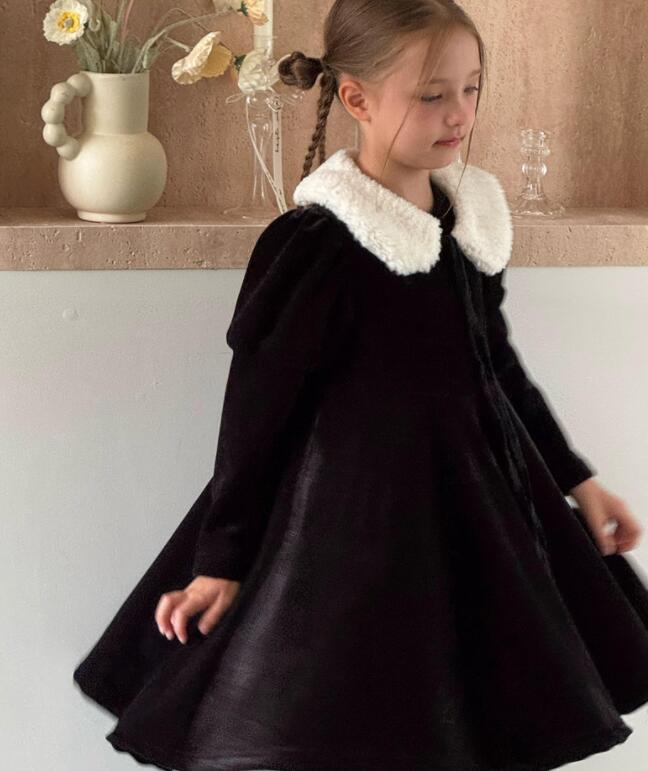 2024冬新品CL★子供服　ワンピース+襟★90cm〜140cm