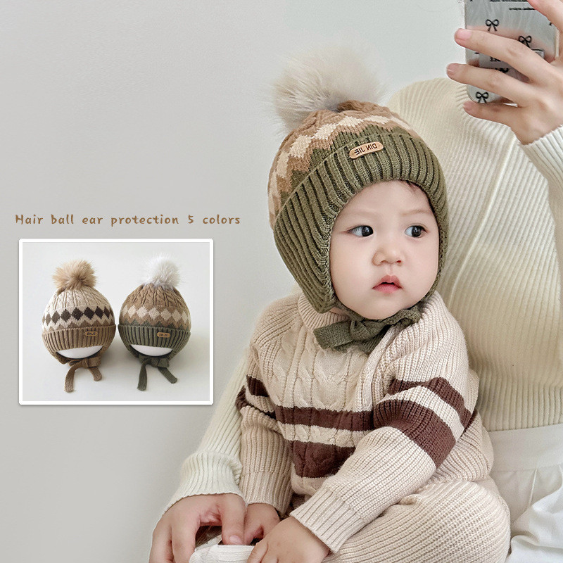 「2024」子供用★帽子★ニット帽子★耳カバー★キッズ★暖かい★5色