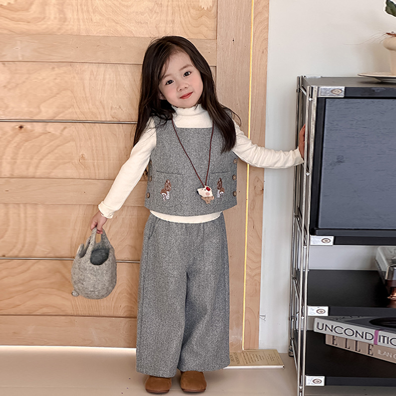 2024秋冬新品★子供服　ベスト+ズボン　セットアップ★90〜140