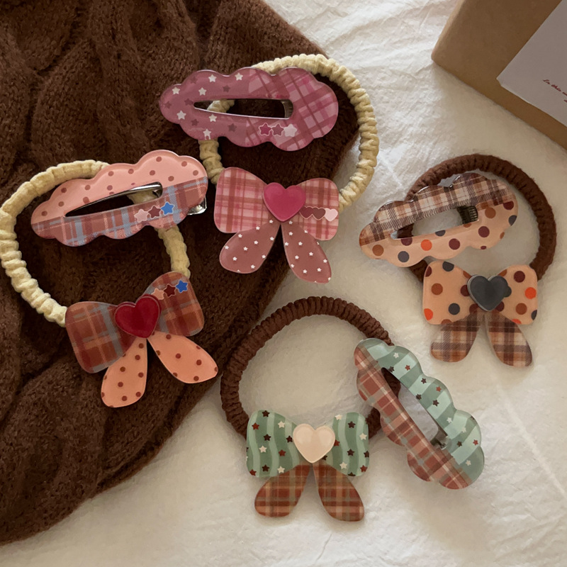 雑貨★子供用髪飾り　ヘアビン&ヘアゴム★アクセサリー★4色