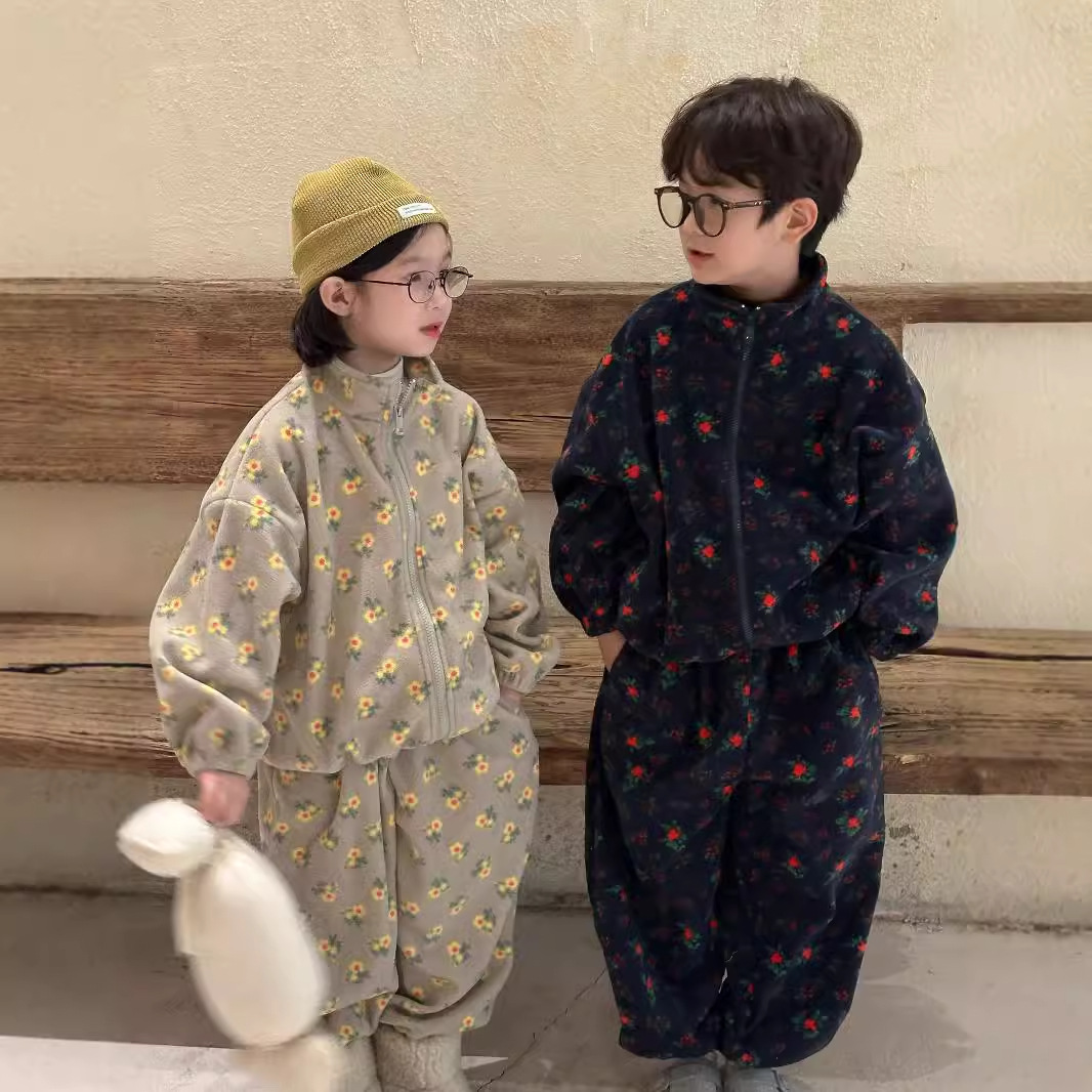 「2024」子供服★トップス+ズボン★セットアップ★花柄★韓国風子供服★2色90cm〜150cm