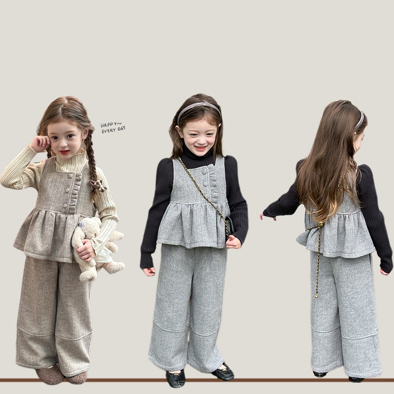 2024★秋冬新作★韓国風ベビー服★トップス+ズボン★裏起毛★90cm〜160cm 2色