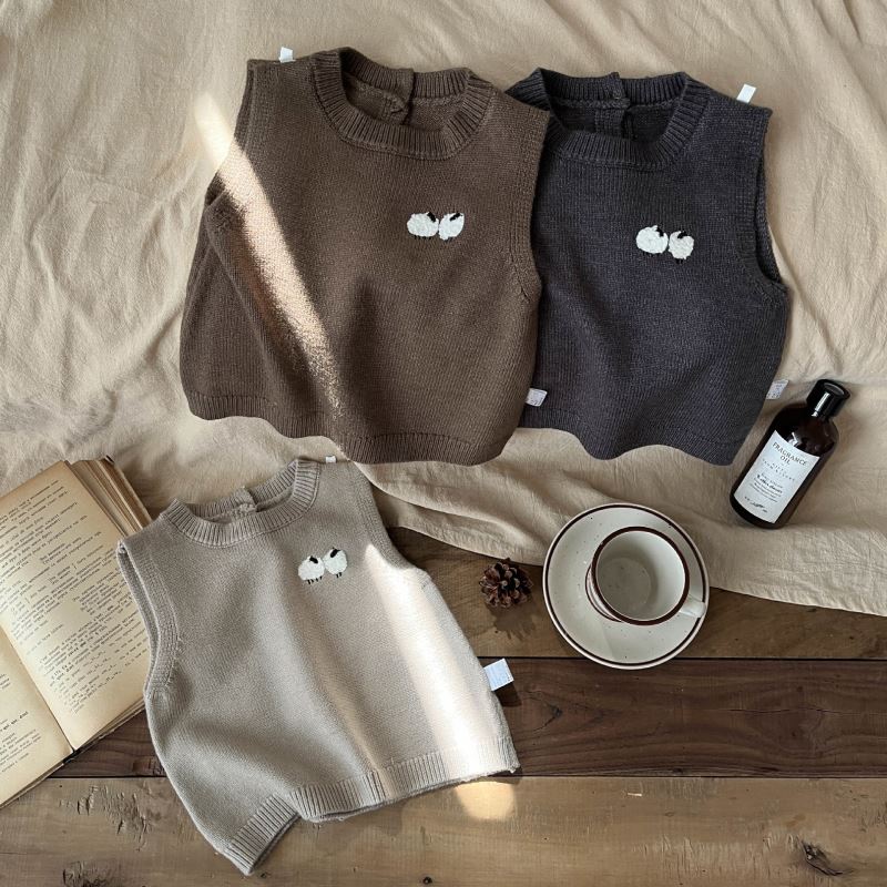 「2024」子供服★トップス★ニットベスト★韓国風子供服★3色73cm〜110cm