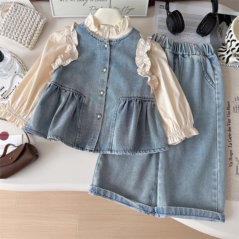 「2024」子供服★長袖シャツ+ベスト+ズボン★セットアップ★韓国風子供服★80cm〜140cm