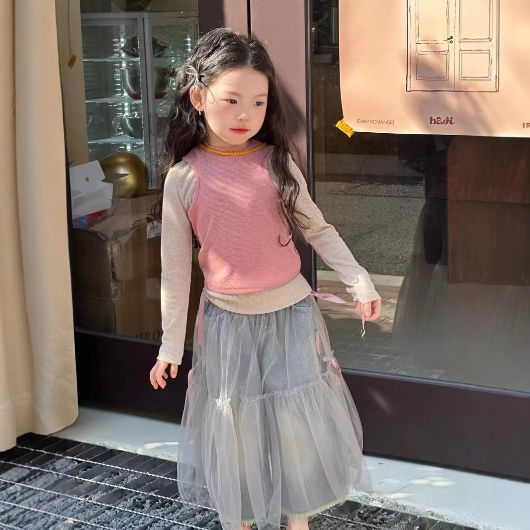 2025新入荷★子供服　ベスト&トップス&チュールスカート&デニムズボン★90cm〜140cm