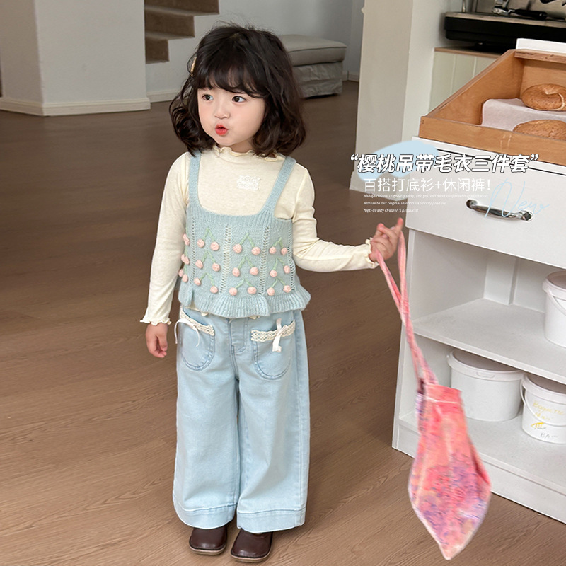 2025新入荷★子供服　インナー&ニットベスト&デニムズボン ★90cm〜150cm