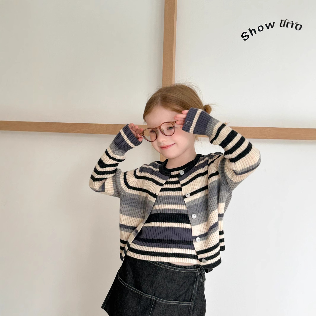 2025新品TT★子供服　カーディガン+ベスト　セットアップ★90cm〜150cm