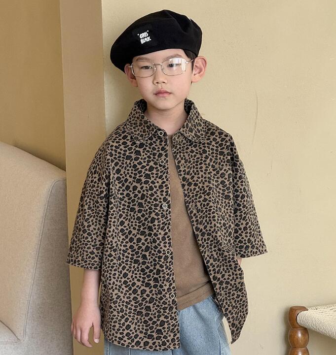 「2025」子供服★トップス★ワイシャツ★ヒョウ柄★韓国風子供服★90cm〜150cm