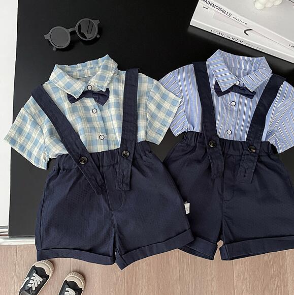 「2025」子供服★ワイシャツ+サロペット★セットアップ★韓国風子供服★2色73cm〜110cm