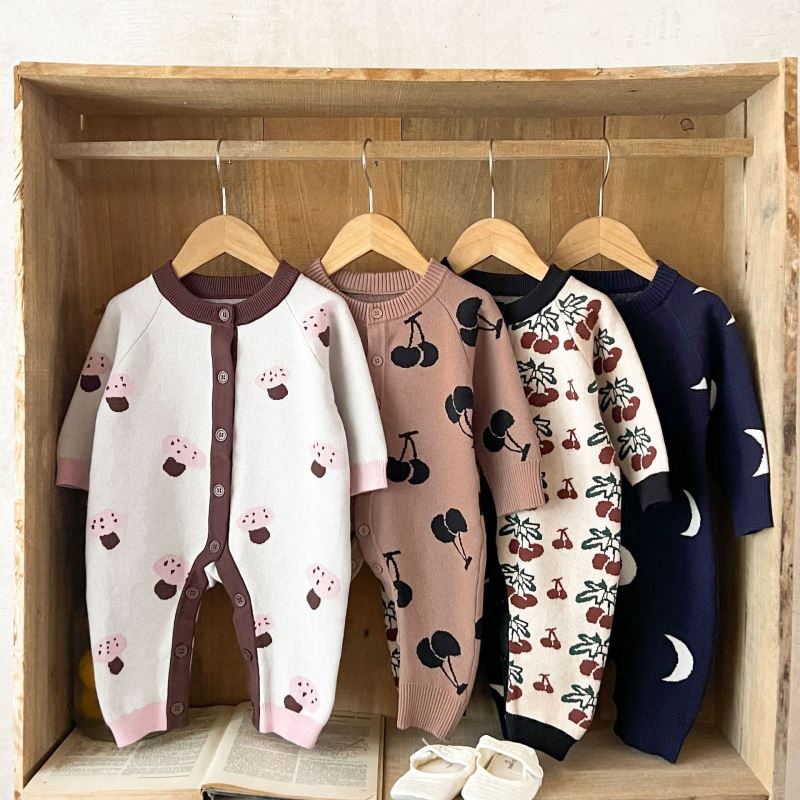 2025秋新品★ベビー服　ニット連体服ロンパース★66cm〜59cm 4色