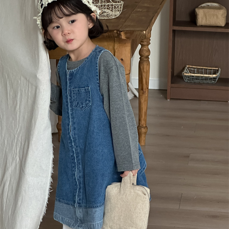 2025秋新作XF★子供服　デニムベストコート★80cm〜130cm