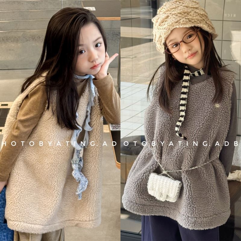 2025秋冬新品SJ★子供服　ベストふわふわワンピース★80cm〜130cm 2色