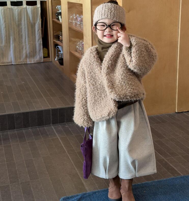 2025冬新品★子供服 　ふわふわコート&ズボン★90cm〜140cm