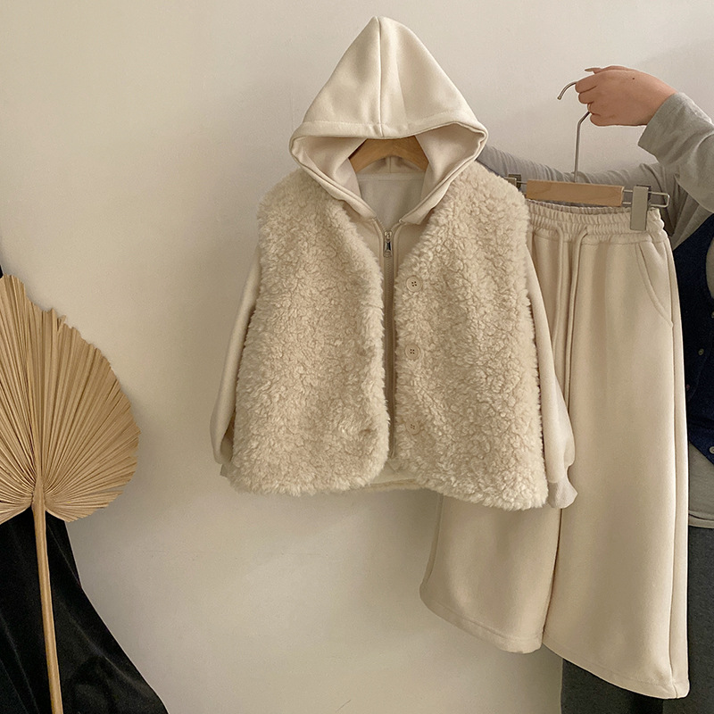 2025新品★子供服　ベストコート+パーカー+ズボン　セット★120cm〜160cm