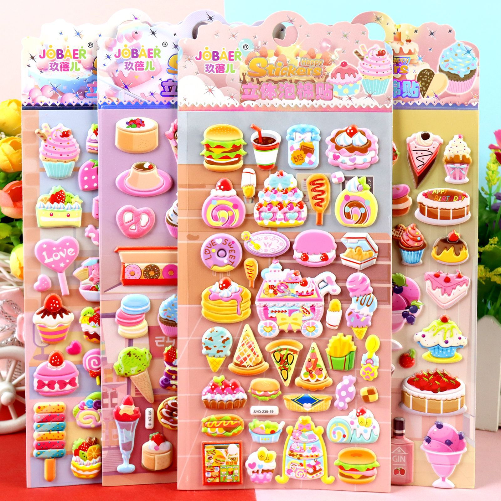 DIY手作り ステッカー★粘着シール★3D★手帳素材