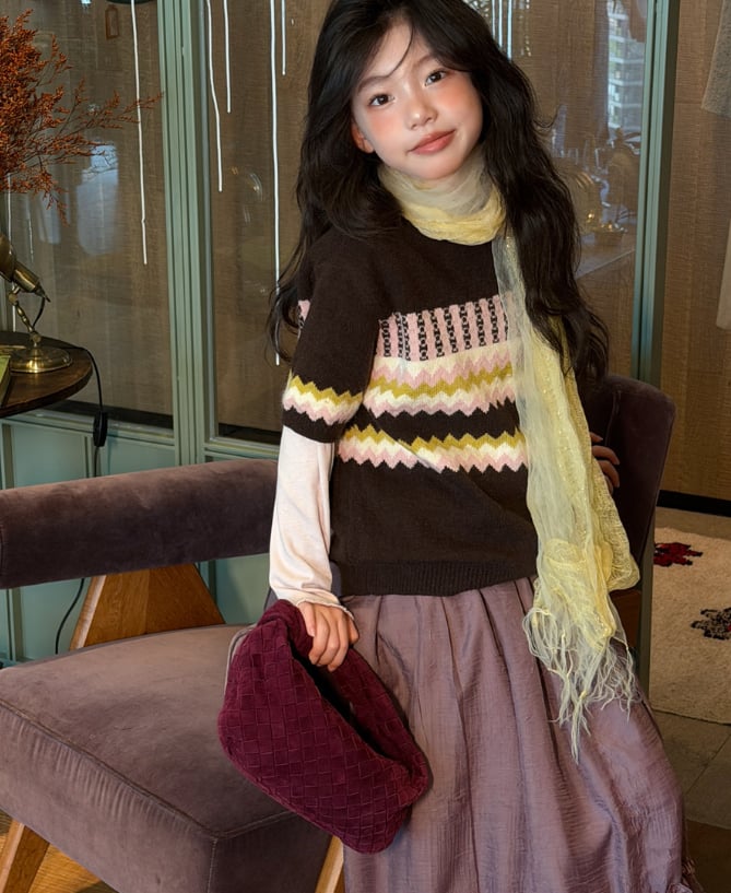 2026秋新作H★子供服　短袖セーター★100cm〜160cm 2色