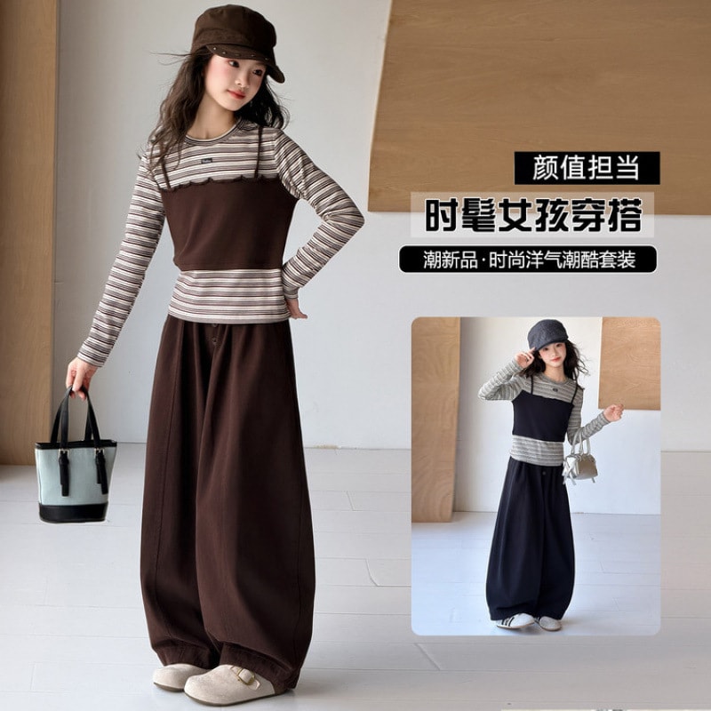 2026秋新作★子供服　トップス&ズボン分けて★120cm〜170cm 2色
