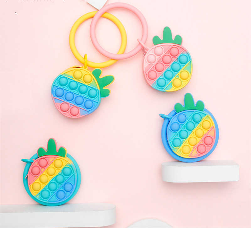 ストレス解消☆子供向け☆おもちゃ☆キーホルダー☆減圧グッズ☆プッシュポップ☆収納バッグ☆4色☆