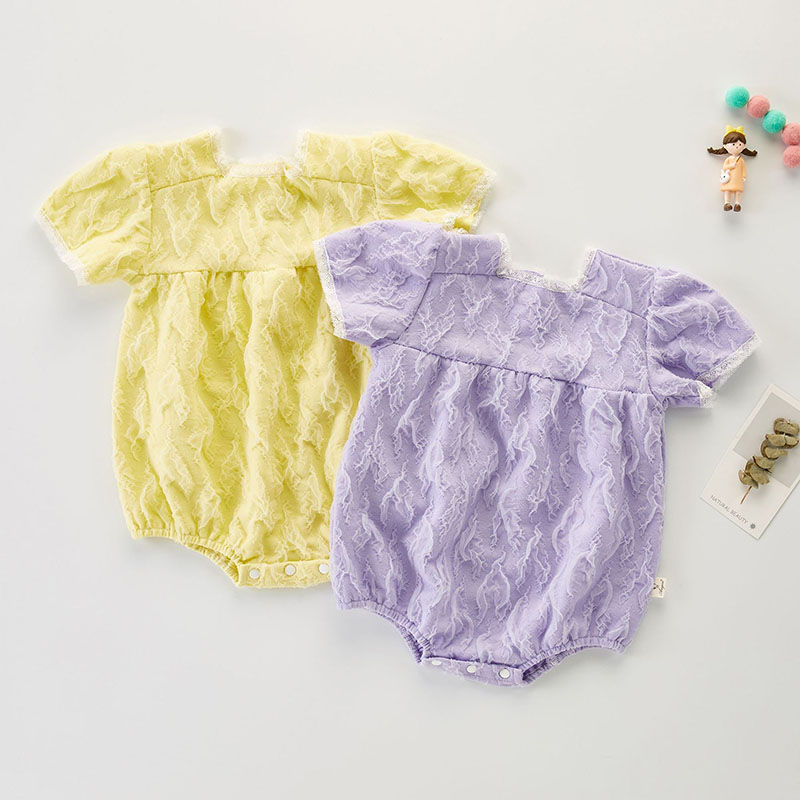 お勧め キッズ 子供服 春夏新作 カバーオール 半袖連体服 女の子 レース フリル ロンパース 66-100