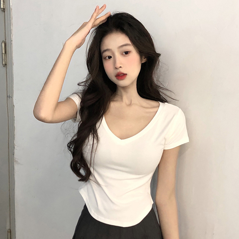 韓国ファッション★レディース向け★♪短い★♪个性★♪半袖★♪トップス★♪Tシャツ★♪