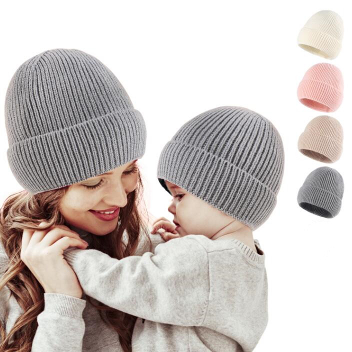 秋冬新作★子供用★帽子★防寒★ニット帽子★親子★ベビー★無地★4色