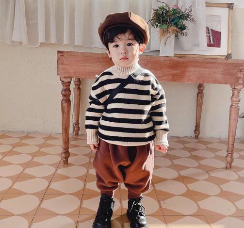 秋冬新作★子供服★トップス★セーター★ストライプ★韓国風子供服★男女兼用★73-100CM