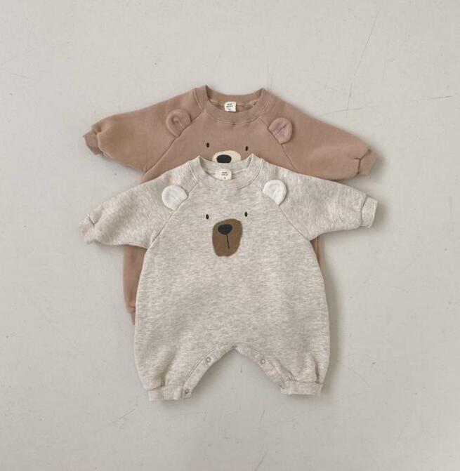 秋冬新作★韓国風ベビー服★ロンパース★裏起毛★2色66-90CM