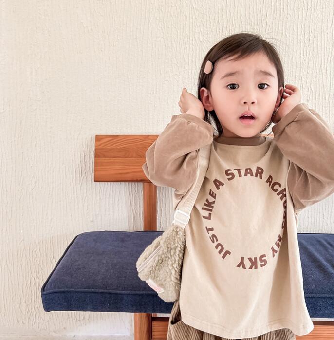 子供服★トップス★Tシャツ★韓国風子供服★男女兼用★長袖★2色★80-130CM