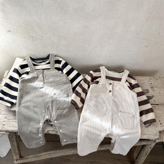 2023春新品★子供服　長袖&サロペット　分けて販売　66-100cm★2色