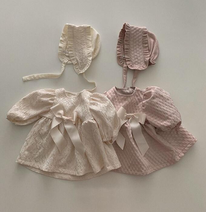 2023★春新作★韓国風ベビー服★ワンピース+帽子★2色66-90CM