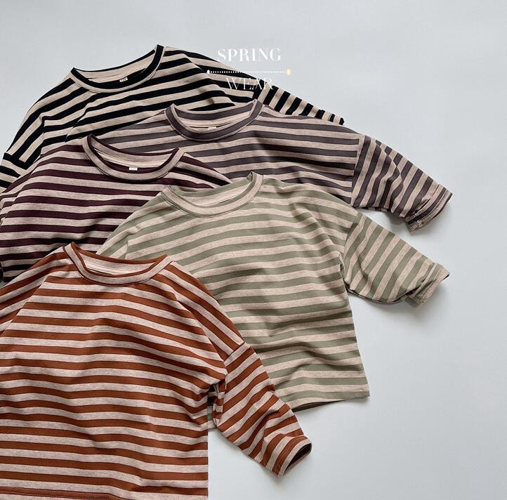子供服★トップス★Tシャツ★ストライプ★韓国風子供服★男女兼用★5色★80-130CM