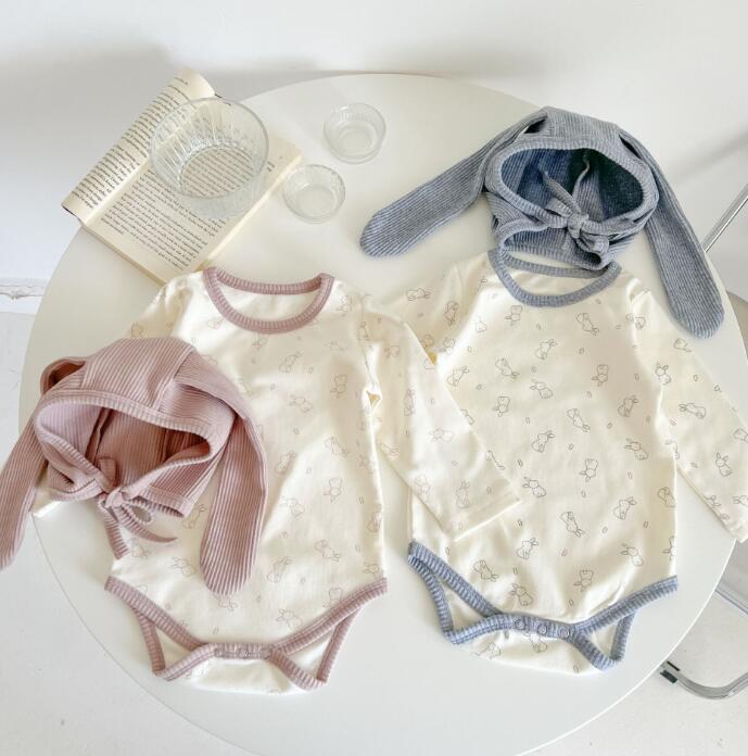 子供服★ロンパース+帽子★連体服★長袖★ベビー★可愛い★2色★66-100CM