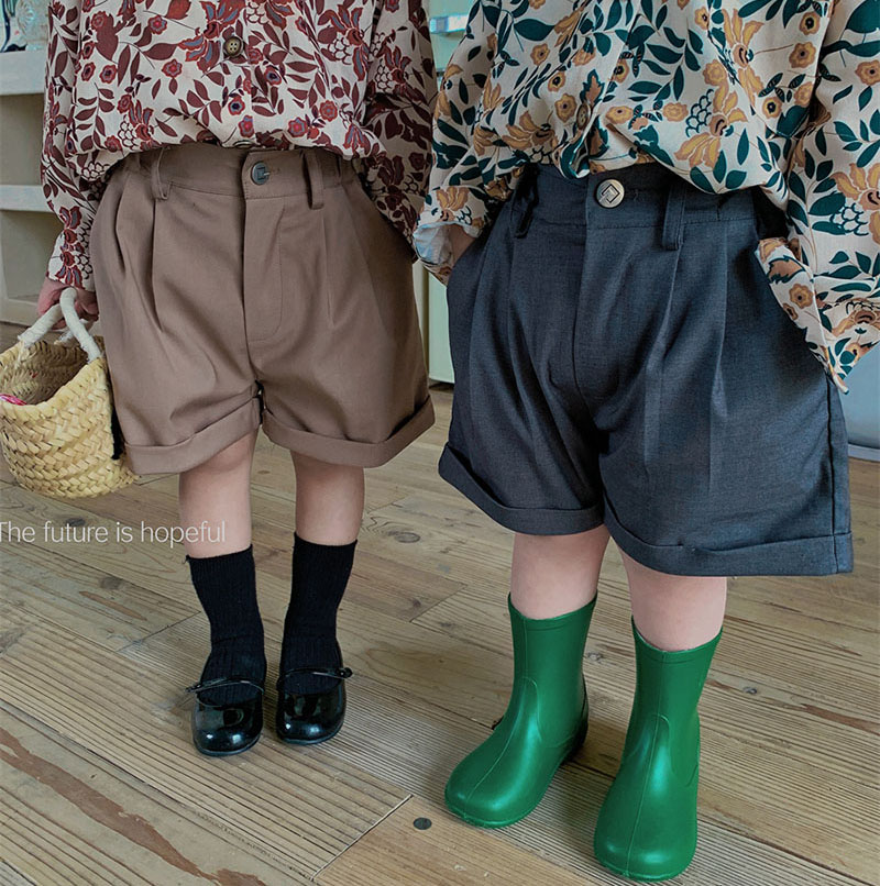 お勧め 春夏新作 森系男女 ワイドパンツ 五分丈ズボン ゆったり オシャレ 韓国風子供服 無地2色 80-130