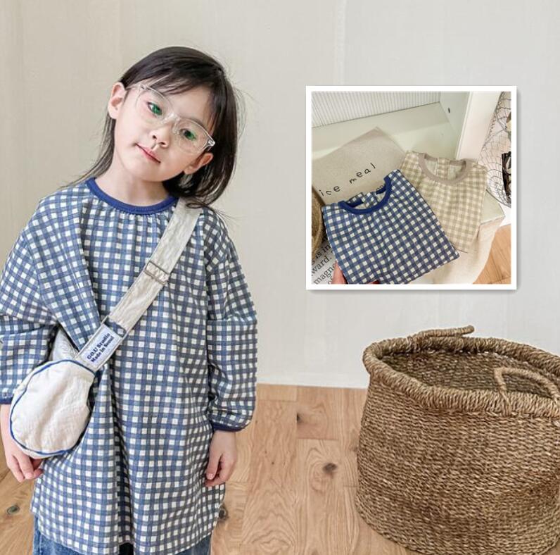 子供服★長袖★ワンピース★韓国風子供服★チェック柄★キッズ女の子★2色★80-130CM