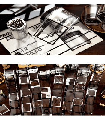 塩系文具 PETシール貼紙 手帳素材 マスキングテープ アンティーク 幾何学ラベル 枠 55mm*2m