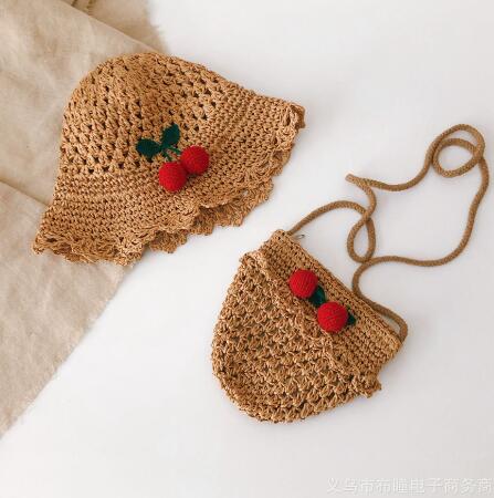 ★2023年新作★キッズ帽子★バッグ★別売り★草編み★夏対策★日除け★