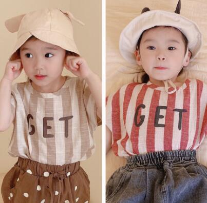 ★夏新作★キッズ用アパレル★Tシャツ★ストライプ★80-130