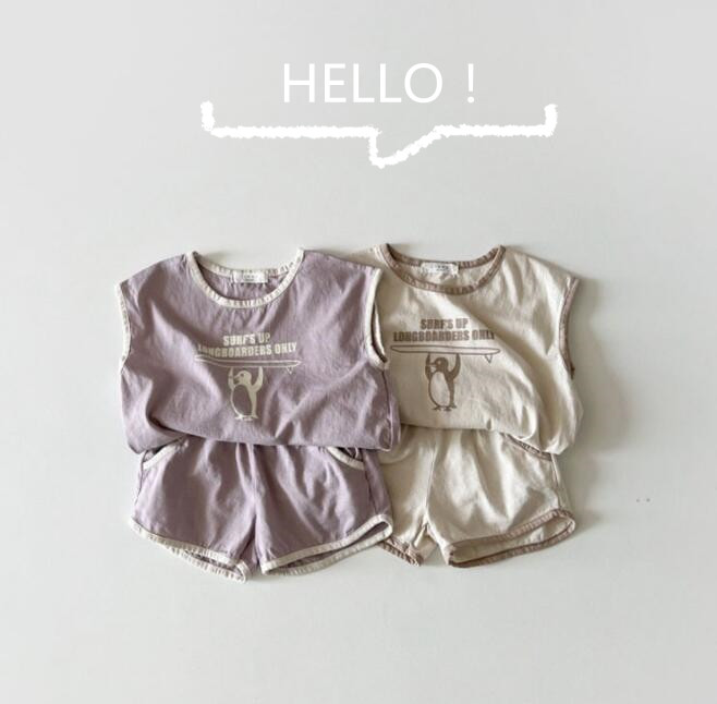 子供服★トップス+パンツ★セットアップ★韓国風子供服★ベビー★袖なし★2色★73-100CM