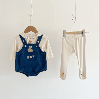 お勧め 春夏 男女子供服 デニム ストッキング 連体ズボン サロペット 兎 ブラウス シャツ パンツ66-100