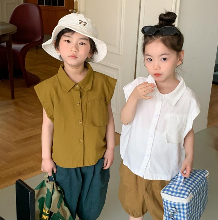 子供服★トップス★ノースリーブシャツ★韓国風子供服★キッズ★男女兼用★2色★90-140CM