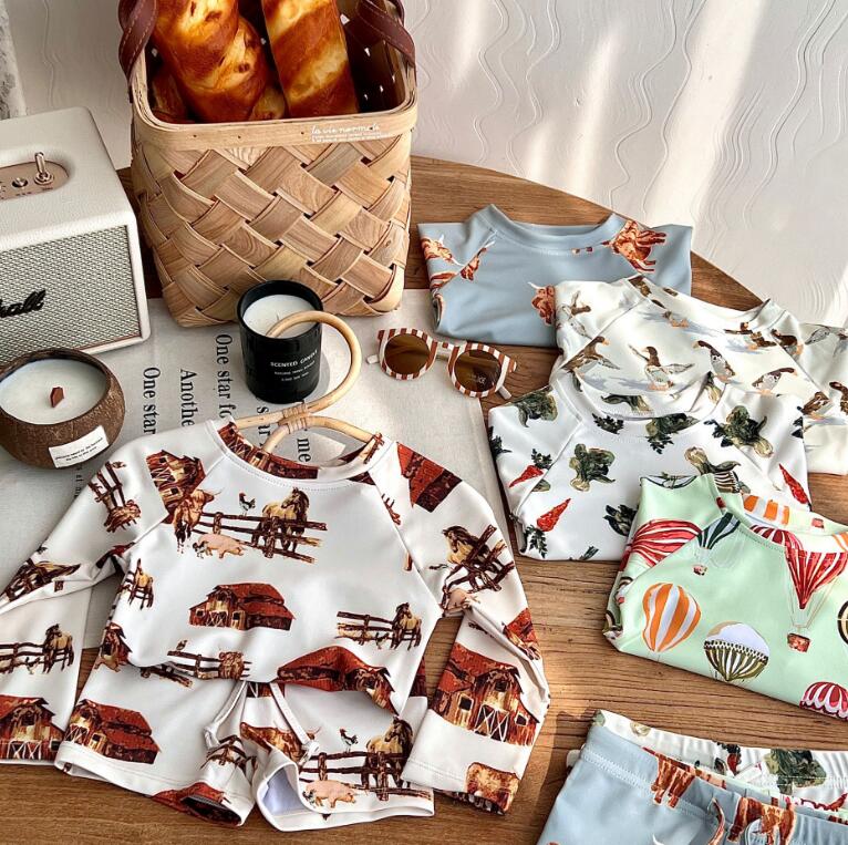 子供服★トップス+パンツ★水着★日焼け防止★韓国風子供服★キッズ★5色★90-140CM