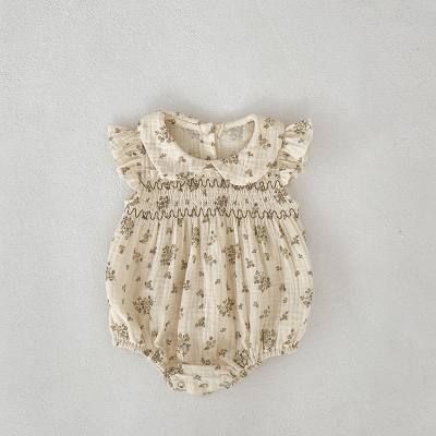 夏 ベビー ガールズ 連体服 花柄 ボタニカル フリル ノーリープ ロンパース カバーオール 66-90