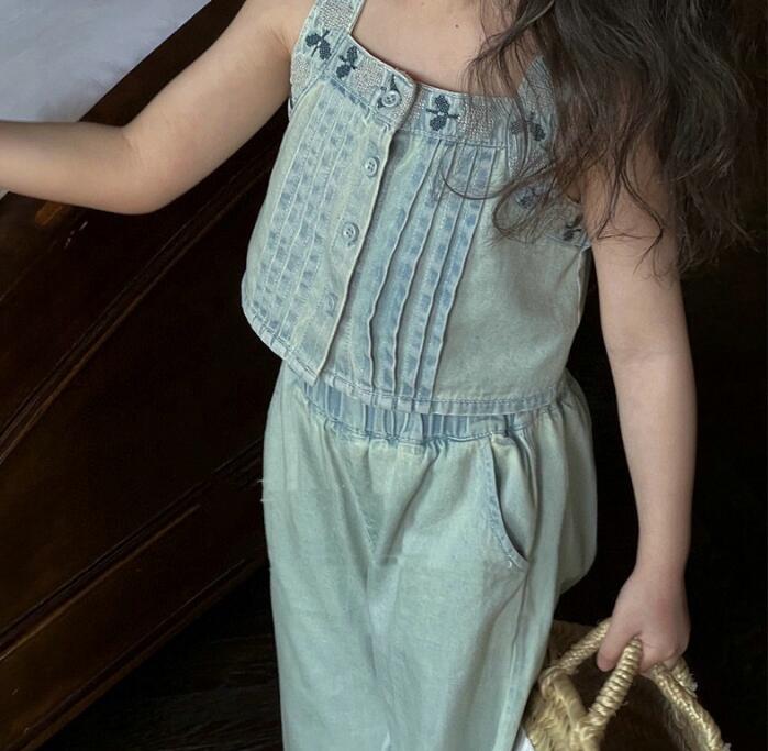 子供服★トップス+ズボン★セットアップ★韓国風子供服★キッズ女の子★デニム★7-15#