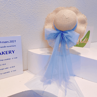 ハワイ 春夏 キッズ 少女 ストローハット 麦わら帽子 日焼け止め つば広い 草編み ビーチ海 リボン