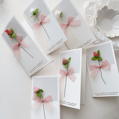 ラッピング ギフト 祝い グリーティング カード 新年/誕生日/祝日通用 リボン バラ 父の日 バレンタイン