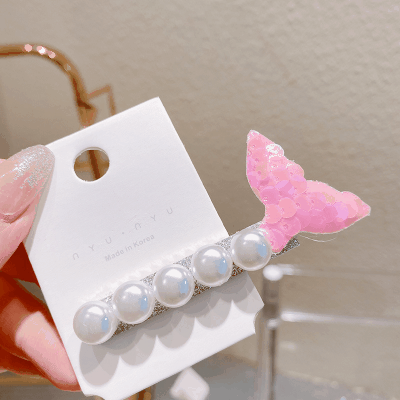 春夏 キッズ用 ガールズ ヘアクリップ ヘアピン 海洋 アクリルパール 人魚姫 マーメイド スパンコール