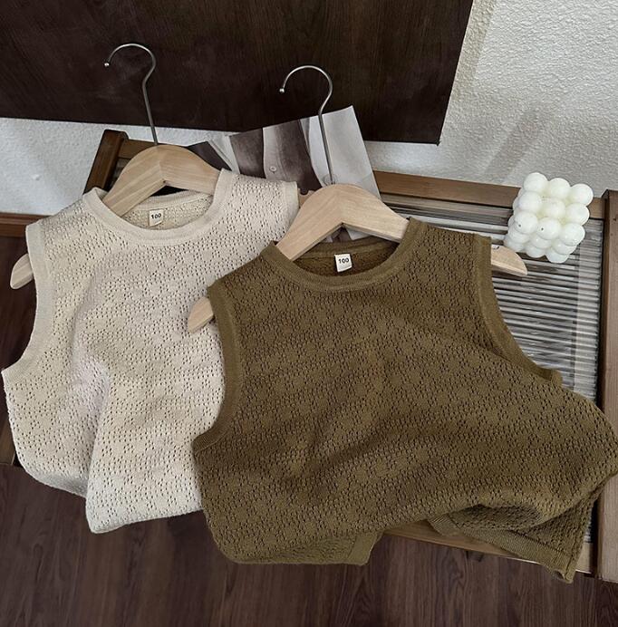 子供服★トップス★ベスト★袖なし★韓国風子供服★キッズ★男女兼用★無地★2色★90-140CM